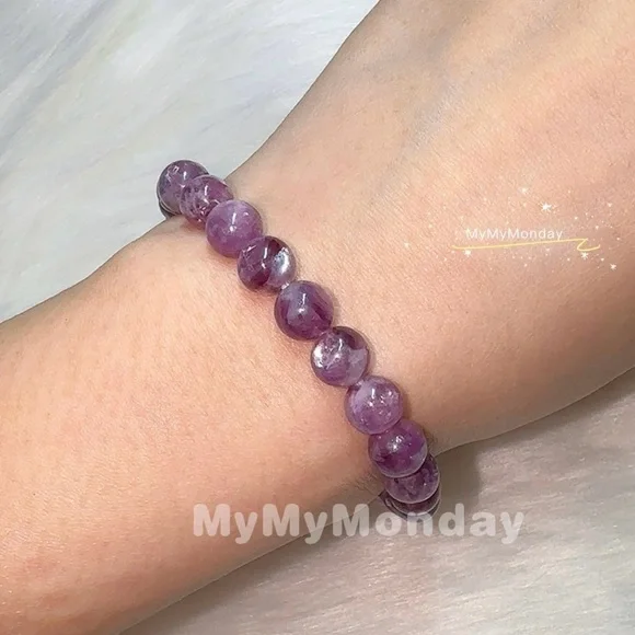 Lepidolite Bracelet 7mm Purple Mica - Picture 3 of 5